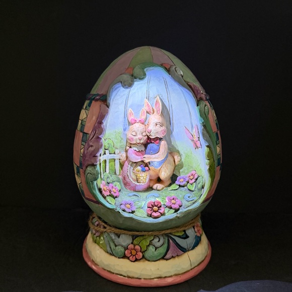 Easter Egg with Bunnies Spring Love Figurine light Up Jim Shore - Picture 14 of 16